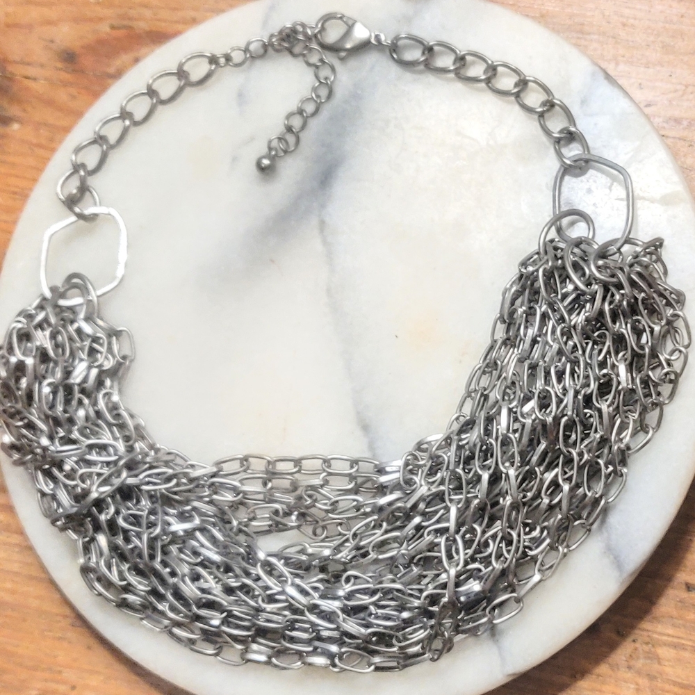 Stainless Steel, Multi Chain, Womens, Eclectic Choker Necklace